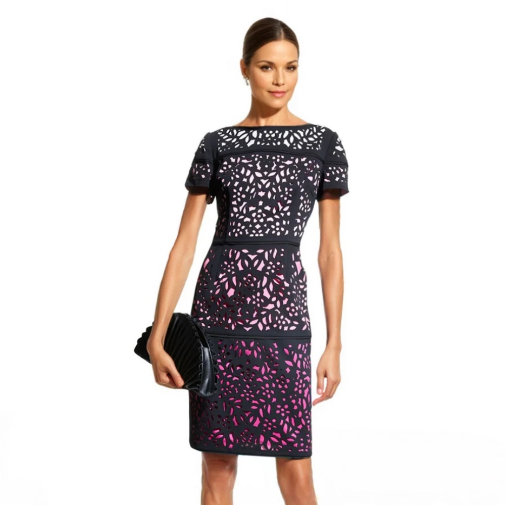 SHANI Beautiful Ombré Pink Laser Cutting Dress size 8